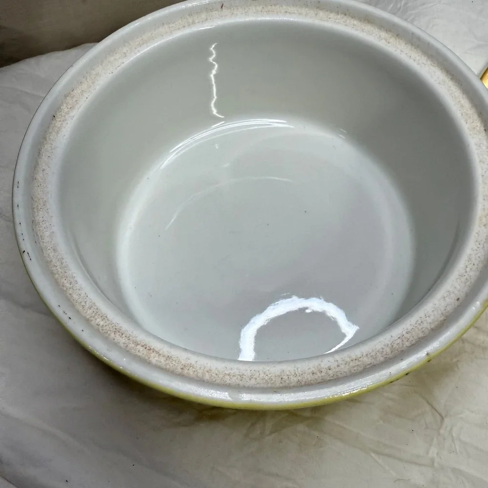 Vintage Mid Century Yellow Ceramic Covered Casserole Dish Gold‎ Trim MCM Lidded